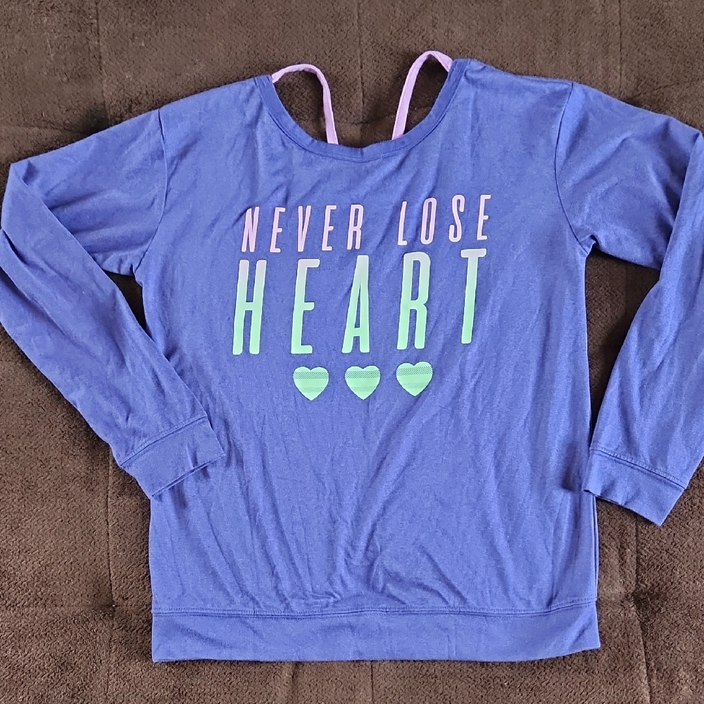 Xersion Kids Long Sleeve Shirt - Purple with Motivational Design